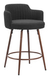 Kono Swivel Counter Stool - Set of 2 Black & Walnut 110375 Zuo Modern