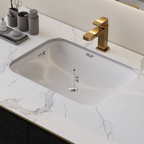 English Elm 35.4" Modern Faux Marble Bathroom Vanity with Undermount Sink, Sintered Stone Top, 4 Drawers, Waterproof Solid Wood W3136S00013