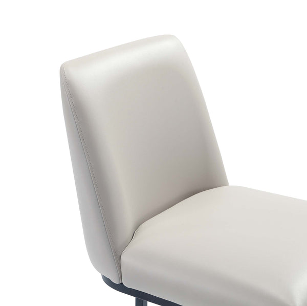 English Elm Serena Metal Upholstered Counter Stool with Leatherette Cushion, Matte Black Frame, 300 lb Capacity LIGHT GREY B365P397935