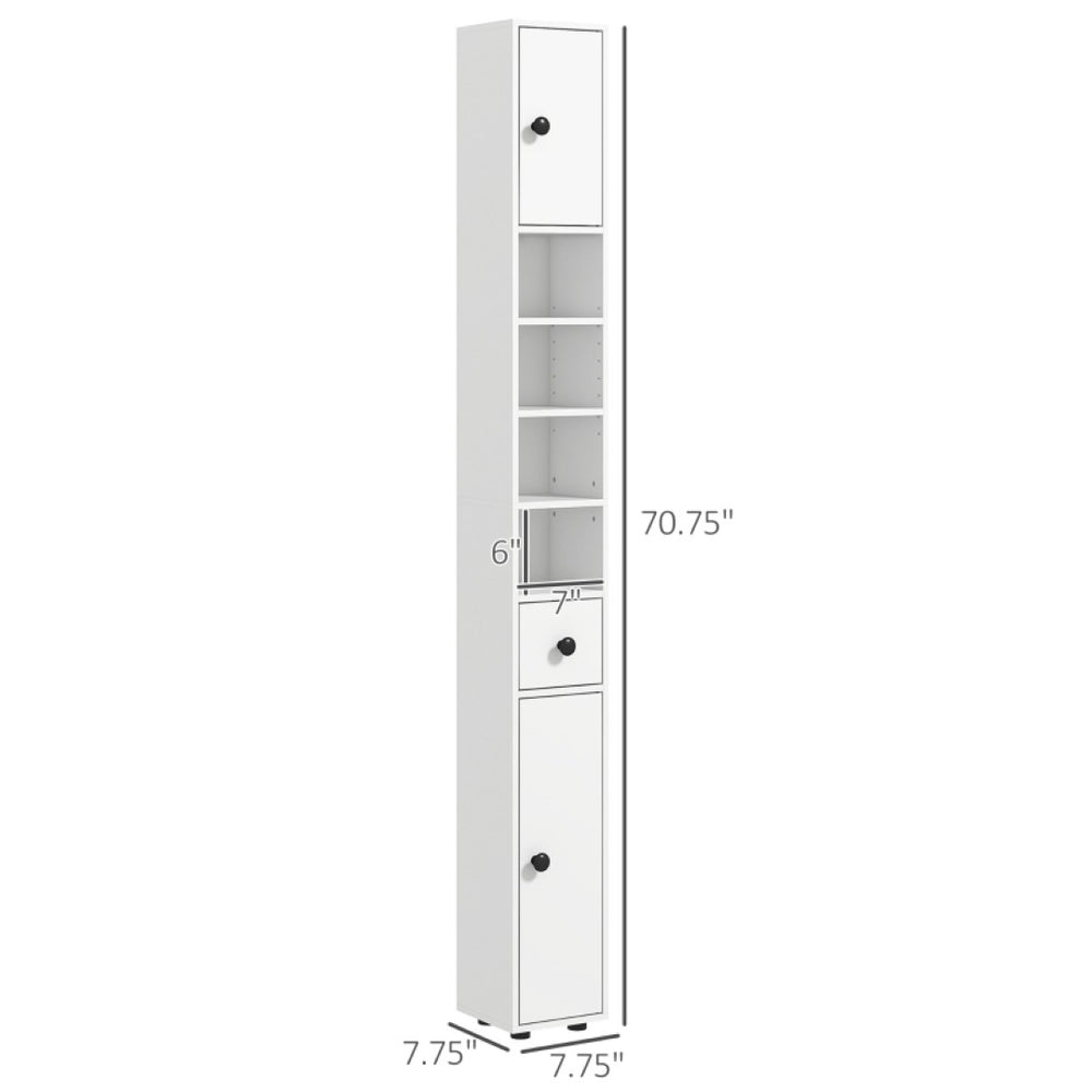 English Elm Slim Corner Bathroom Cabinet Tall Narrow White Tower with Soft Close Doors Storage T3971P470790