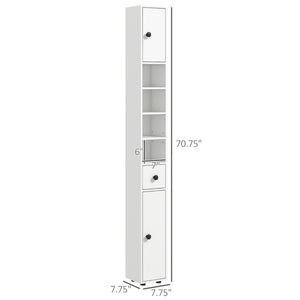 English Elm Slim Corner Bathroom Cabinet Tall Narrow White Tower with Soft Close Doors Storage T3971P470790