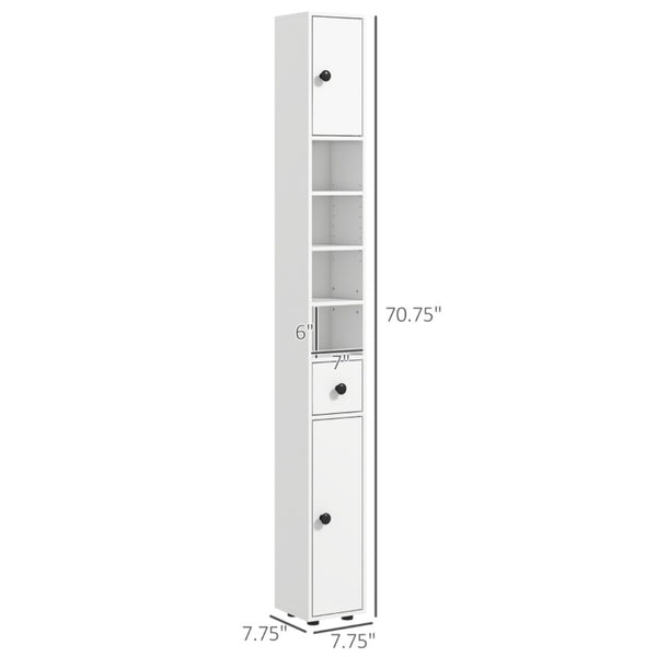 English Elm Slim Corner Bathroom Cabinet Tall Narrow White Tower with Soft Close Doors Storage T3971P470790