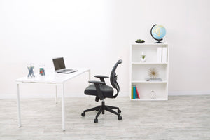 OSP Home Furnishings Professional Airgrid Mesh Back Manager Chair with Lumbar Support and Bonded Leather Seat 5700E