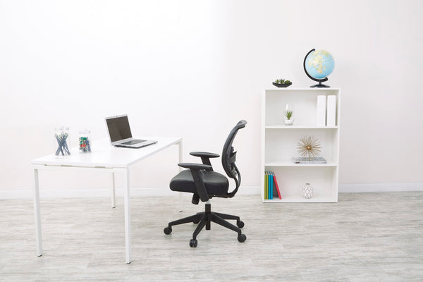 OSP Home Furnishings Professional Airgrid Mesh Back Manager Chair with Lumbar Support and Bonded Leather Seat 5700E