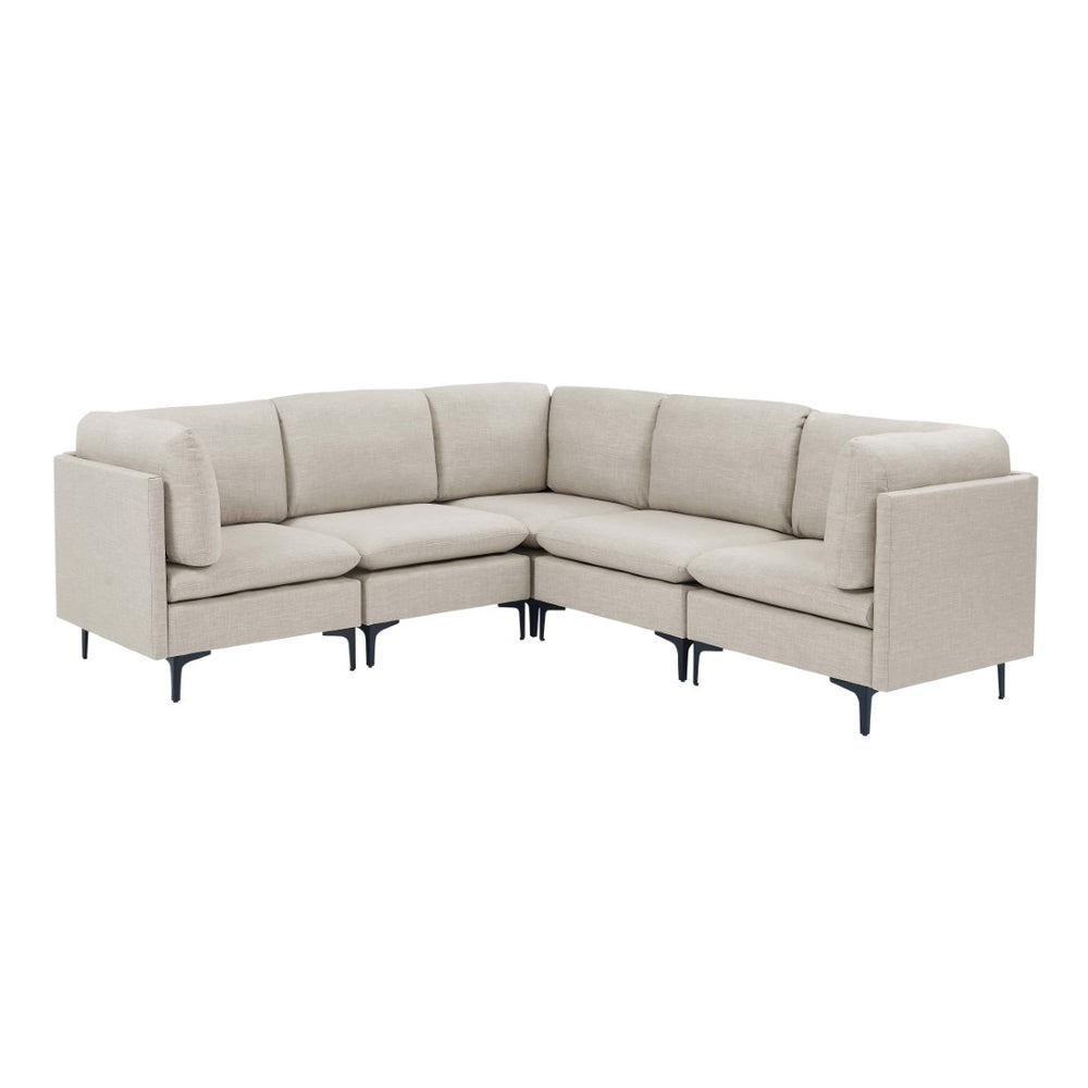 English Elm Linen Upholstered Modular Sectional Sofa with Tall Black Metal Legs for Living Room Almond B2748S00101