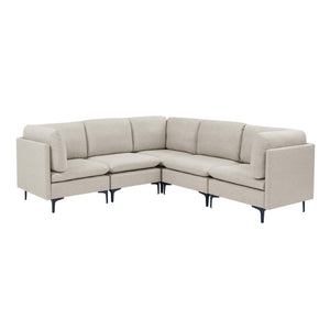 English Elm Linen Upholstered Modular Sectional Sofa with Tall Black Metal Legs for Living Room Almond B2748S00101