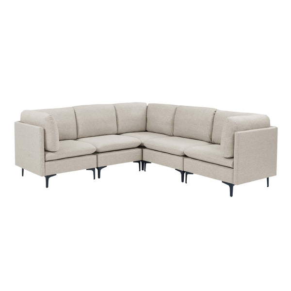 English Elm Linen Upholstered Modular Sectional Sofa with Tall Black Metal Legs for Living Room Almond B2748S00101
