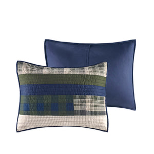 JLA Home Woolrich - Oversized Cotton Quilt Mini Set with Green & Blue Plaid, Breathable 100% Cotton, Year-Round Cozy Layering 96 L x 92 W x 0.25H WR13-3042