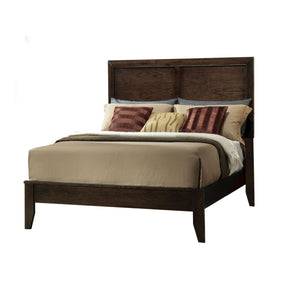 English Elm Espresso Classic Panel Bed with Rectangular Headboard, Raised Molding Trim, Tapered Wood Legs, Box Spring Ready B062S00476