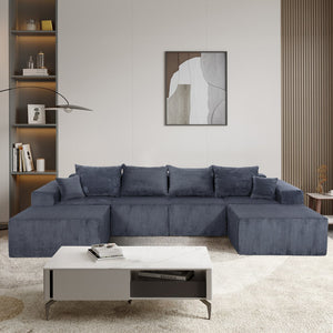 English Elm 6-Piece Modular U-Shaped Sectional Sofa with Chaise Convertible Corduroy Comfort and Secure Base Gray W3163S00039