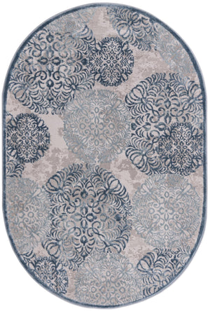 Unique Loom Aberdeen Chatsworth Machine Made Polka Dots Rug Blue, Beige/Light Blue 4' 1" x 6' 1"