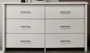 English Elm Seraphiel Six Drawer Wide Dresser Oak Tone Finish Matte Black Hardware Bedroom Storage White B2749P413332