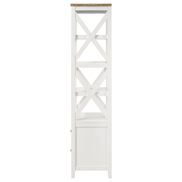 English Elm Delaney White 72" 4-Shelf Bookcase Media Tower with Ash Veneer Top, X-Side Accents & 2 Drawers — Cottage Coastal Farmhouse Charm B062P358338