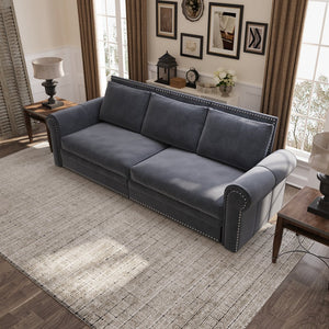 English Elm Chesterfield Sofa - 3-In-1 Velvet Sleeper Bed With Nailhead Trim, Perfect For Living Room & Guests! W1885S00098