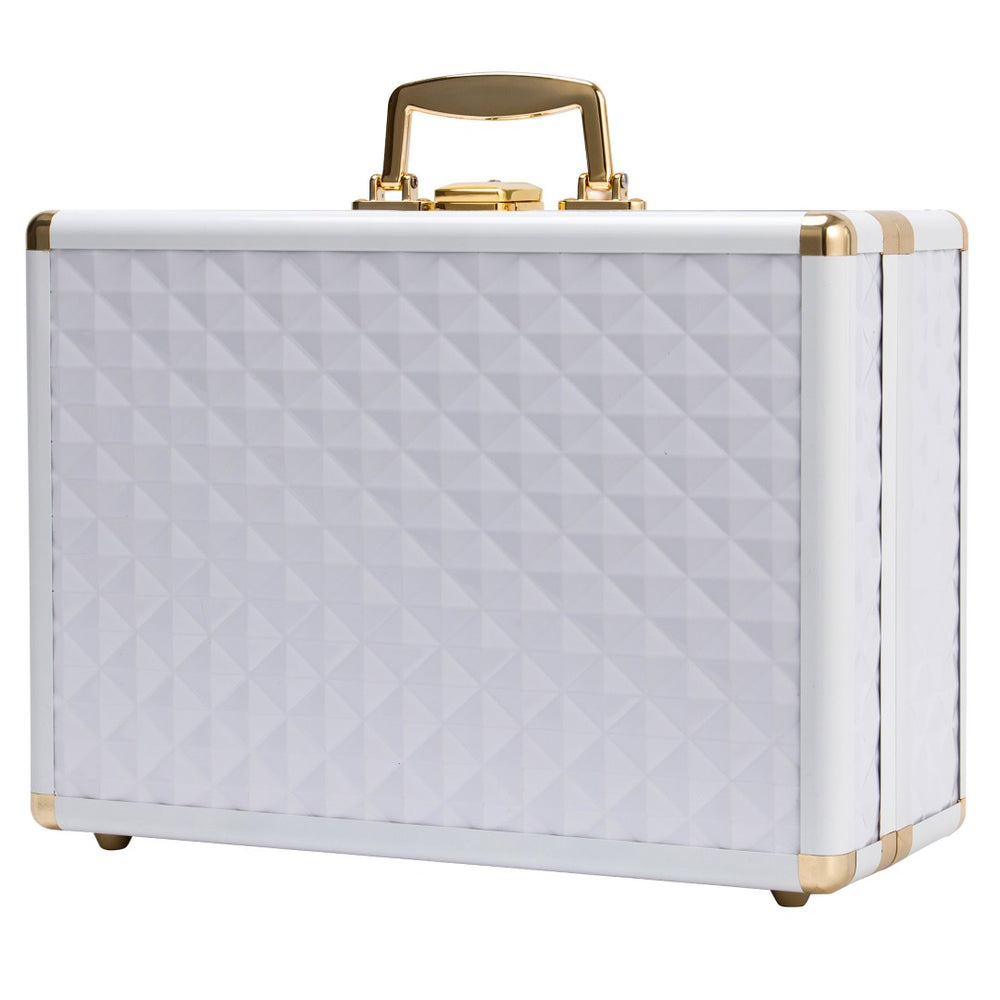 English Elm Portable Led Vanity Makeup Case Aluminum Travel Organizer with Mirror Lock Dividers W1550P163303