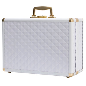 English Elm Portable Led Vanity Makeup Case Aluminum Travel Organizer with Mirror Lock Dividers W1550P163303