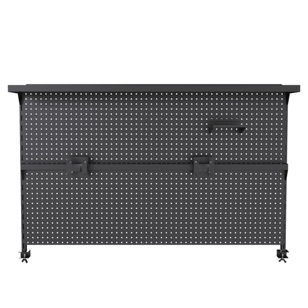 English Elm Metal Pegboard Workstation Organizer Dual Monitor Arms Powder Coated Steel Gaming Desk Black W2700P346780
