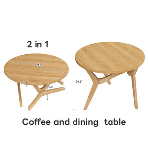 English Elm Round Solid Rubberwood Adjustable Height Coffee Cocktail Table for Modern Living Rooms N735P369877N