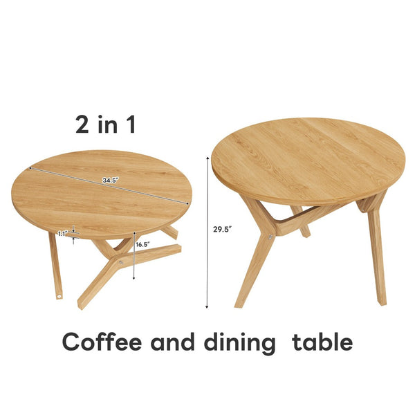 English Elm Round Solid Rubberwood Adjustable Height Coffee Cocktail Table for Modern Living Rooms N735P369877N
