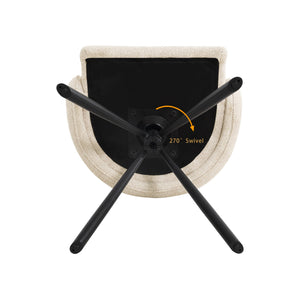 English Elm 270° Swivel Mid-Century Modern Upholstered Desk Chairs Set of 2 with Thick Cushion & Metal Base Beige W757P281146