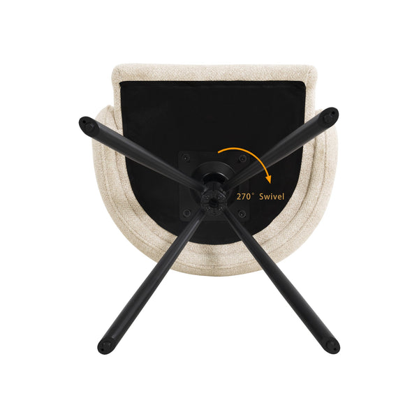 English Elm 270° Swivel Mid-Century Modern Upholstered Desk Chairs Set of 2 with Thick Cushion & Metal Base Beige W757P281146