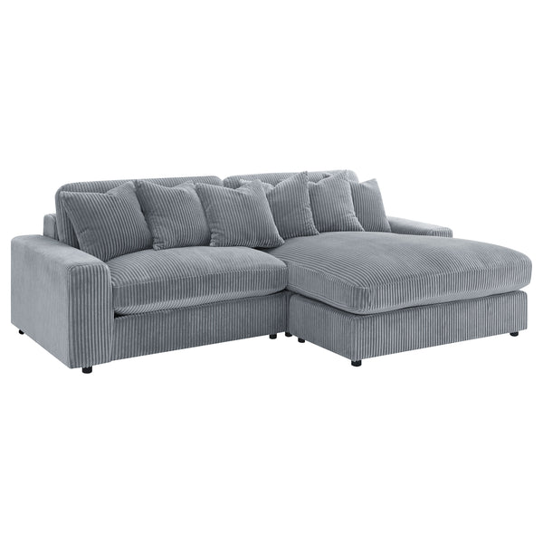 English Elm Marcus Fog Modular Reversible Sectional Sofa with Pillows – Terracotta Fog Upholstery, Track Arms, Ottoman Lounge B062S01211