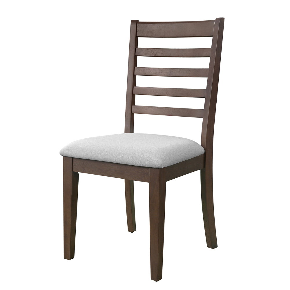 English Elm 7 Extendable Dining Table Set with 18" Leaf and 6 Upholstered Chairs — Rustic Farmhouse 60–78" Wood Veneer Table Brown N752S000090D