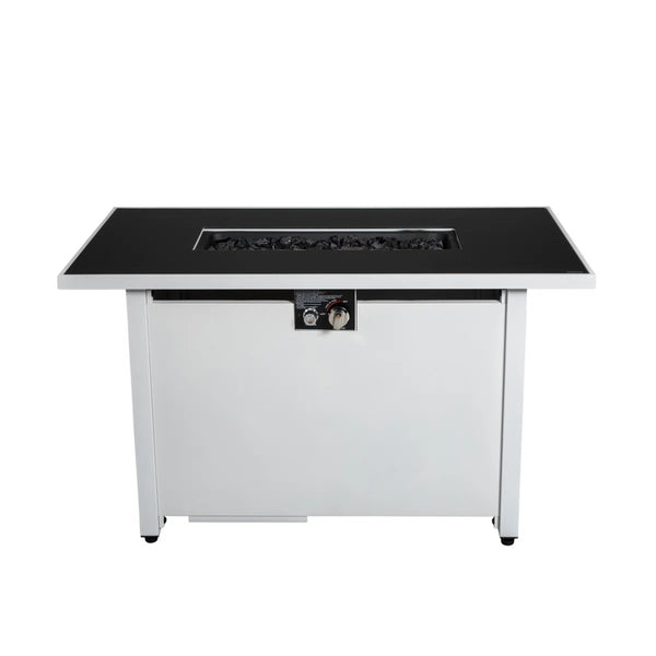 English Elm 43" Metal Rectangular Fire Pit Table — 50,000 BTU Propane Heater, Powder-Coated Steel, Hidden Tank Compartment B120P373114