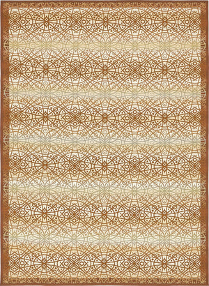 Unique Loom Outdoor Trellis Kaleido Machine Made Geometric Rug Beige and Terracotta, Brown/Ivory 8' 0" x 11' 4"