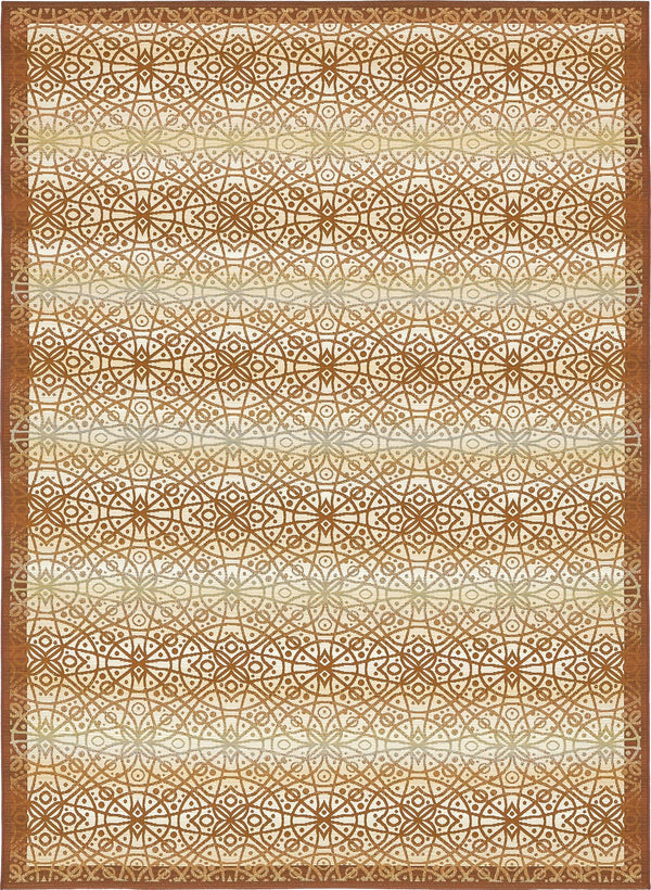 Unique Loom Outdoor Trellis Kaleido Machine Made Geometric Rug Beige and Terracotta, Brown/Ivory 8' 0" x 11' 4"