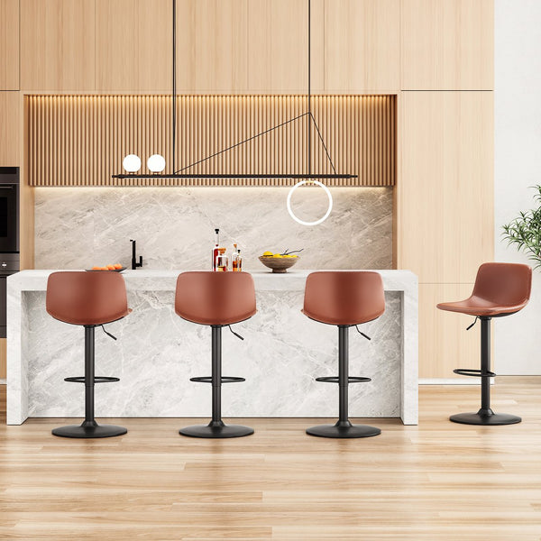 English Elm Adjustable Mid Century Swivel Bar Stools Set of 2, PU Leather Rustic Counter Chairs 350LB Capacity T3623P354963