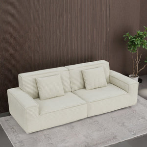 English Elm 106.3 Inch Large Striped Fabric Sofa - Modern, Comfortable Design For Living Room & Bedroom Bliss W3147S00018