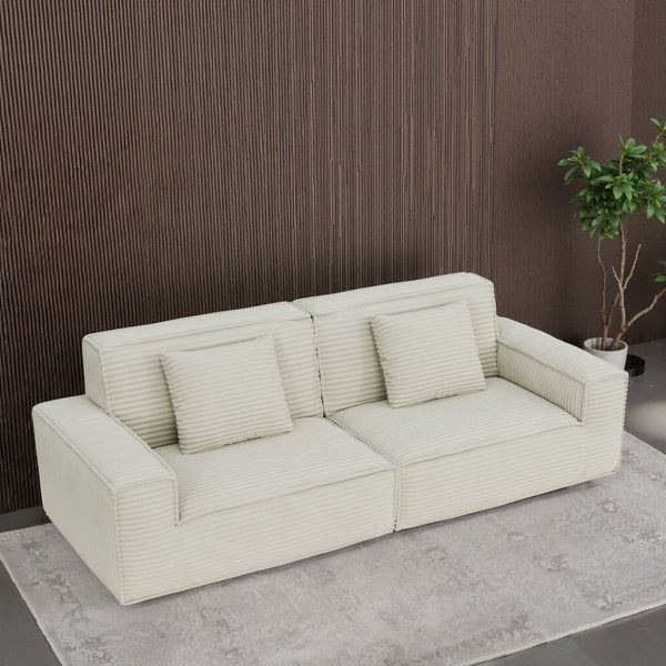 English Elm 106.3 Inch Large Striped Fabric Sofa - Modern, Comfortable Design For Living Room & Bedroom Bliss W3147S00018