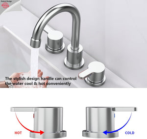 English Elm Widespread 2-Handle Bathroom Faucet 8" Centerset High-Arch Gooseneck 360° Swivel Water-Saving Chrome T3177P351677