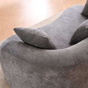 English Elm Crescent-shaped Chenille Sofa Curved Low-back Two-seater with Cloud-like Deep Cushions Gray W2012P375739
