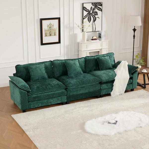 English Elm Wider Armrest 3-Seat Sectional Sofa, Modern Chenille Couch For Living Room, Comfortable & Flexible Design W1143S00042-GIGA