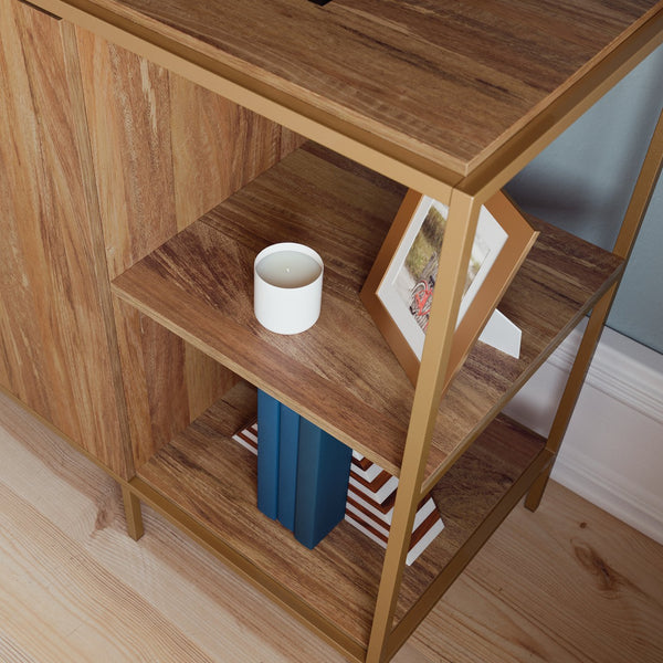 English Elm Credenza, Stylish Brown Finish For Tvs Up To 65", Modern Design With Ample Storage & Cable Management B356P367968