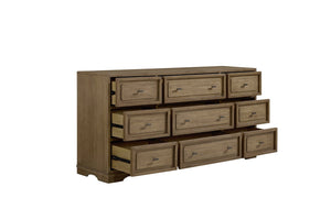 English Elm Hickory Veneer Nine Drawer Dresser with Felt and Cedar Lining for Master Bedroom B2699P439937
