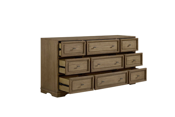 English Elm Hickory Veneer Nine Drawer Dresser with Felt and Cedar Lining for Master Bedroom B2699P439937