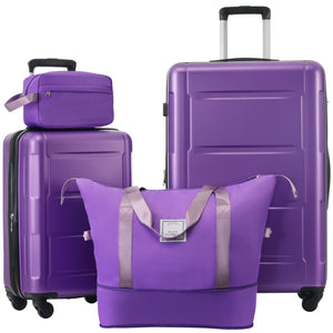 English Elm 2 Piece Abs Hard Shell Spinner Luggage Set with Tsa Lock Expandable Suitcases Purple N732P198745I