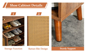 English Elm Multi-Functional Walnut Mdf Shoe Cabinet - Elegant Nordic & Industrial Design With Smart Storage Solutions W3226P278928