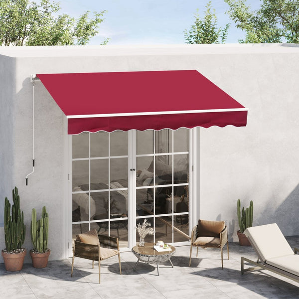 English Elm Outsunny 8' X 7' Manual Retractable Awning - Stylish Wine Red Sunshade For Patios & Windows W2225P175525-GIGA