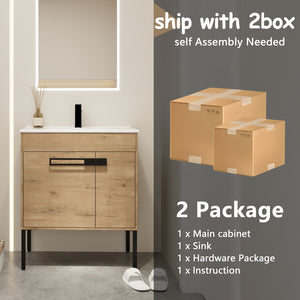 English Elm 30 Inch Bathroom Vanity With Sink – Transform Your Space With Modern, Versatile Design & Storage! W999S00077