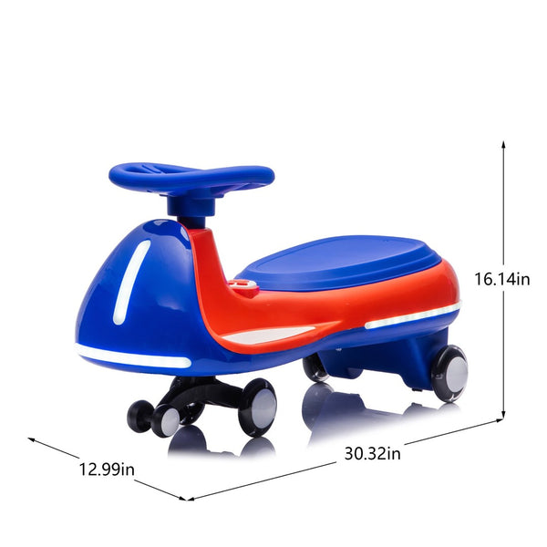 English Elm 12v Kids Ride on Wiggle Car with Dual Motors Led Wheels Bluetooth and Triangular Frame Blue,Red W1578P390176