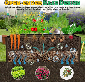 English Elm 6x3x1.5ft Galvanized Steel Raised Garden Bed Deep Root Planter for Yard Vegetables Brown W1859P430203