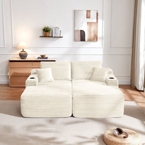 English Elm New1-69" Cloud Sectional Plush Fabric Double Chaise Sofa Deep Seat Modern Lounge W3975P490768