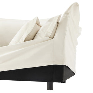 English Elm Slip-Covered Armchair With Large Cushions, Removable Chenille Cover, Ideal For Cozy Living Spaces W3041P240107-GIGA