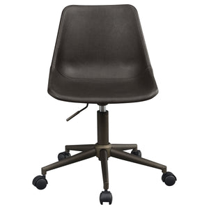 English Elm Ralston Brown Upholstered Office Chair with Ergonomic Curved Seat, Soft Padding, Smooth Casters, Stylish Comfort B062P331104
