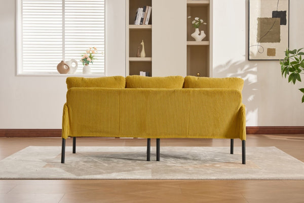 English Elm United We Win Corduroy Loveseat Plush Ergonomic Sofa with Spring Support Metal Legs Mustard Yellow W1568P410047