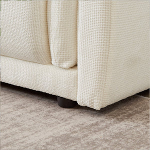 English Elm 98.5" 3-seater sofa with upholstered armrests and plush cushions, modern linen sofa with high weight capacity Beige W1193S00144